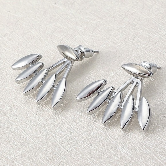 Any 4/$25! Silver Oblong Studs w/Matching Earring Jackets - Picture 2 of 8